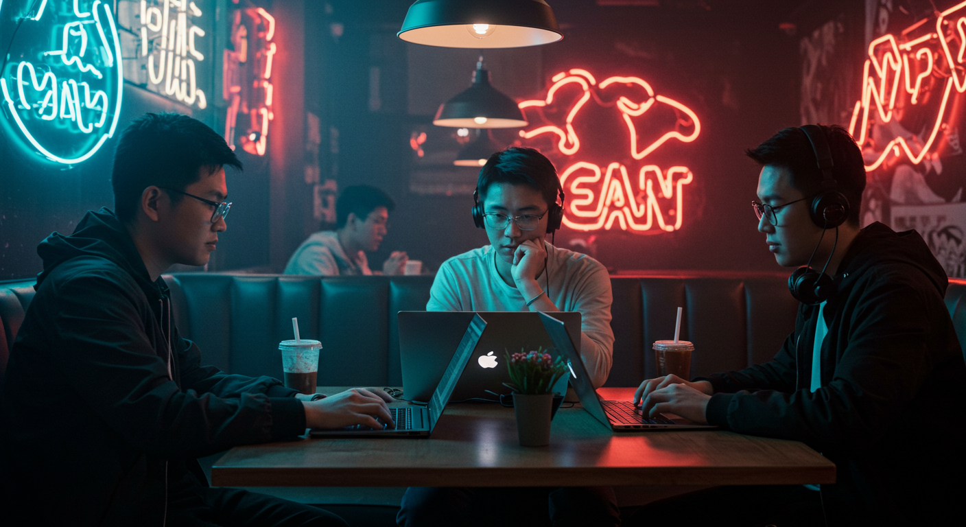 Креативный коллаж с молодежью, смотрящей видео