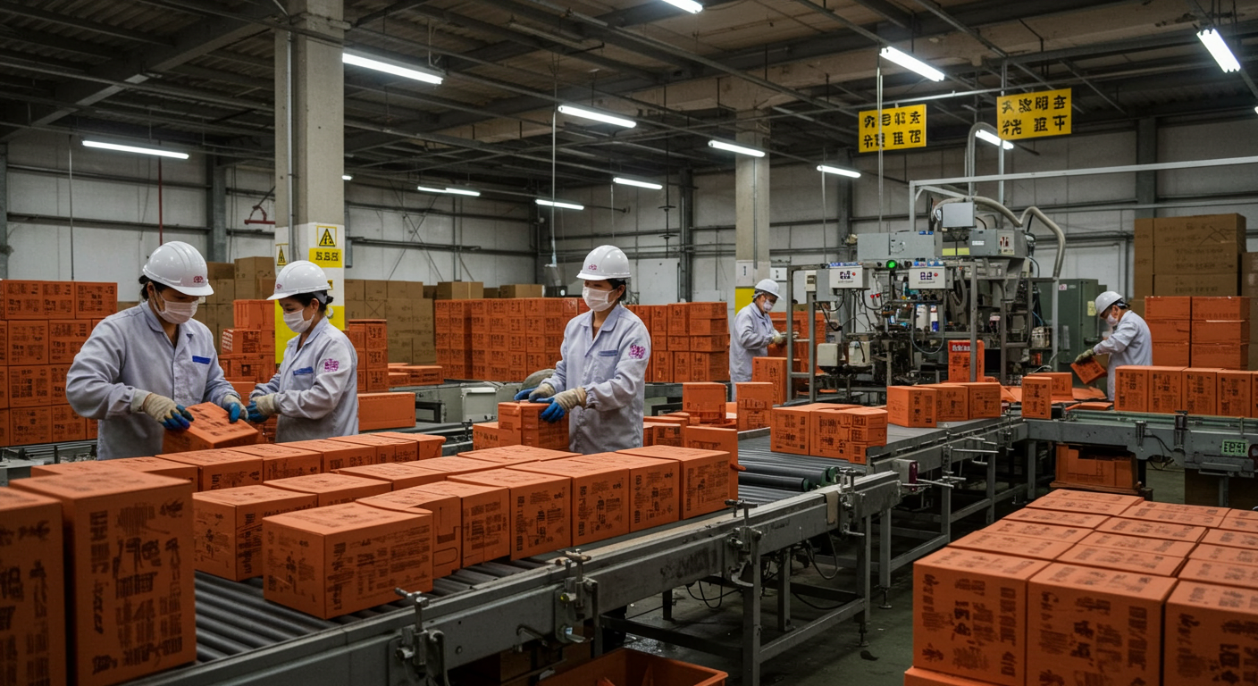 Аэрофотография фабрики фейерверков в Люяне, окруженной зимними горами