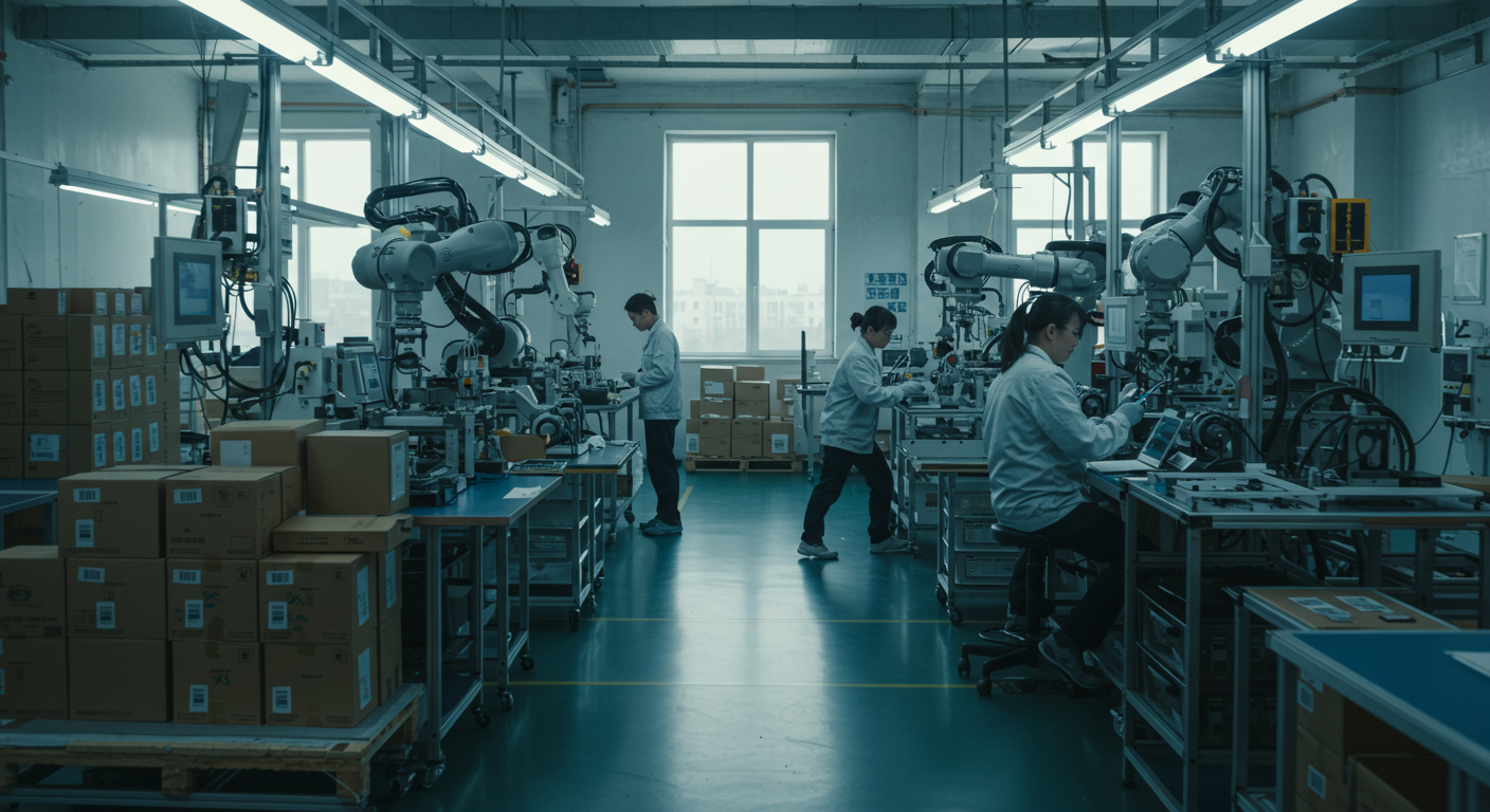 Аэрофотосъемка оживленной торговой улицы в Иу с разнообразными магазинами.