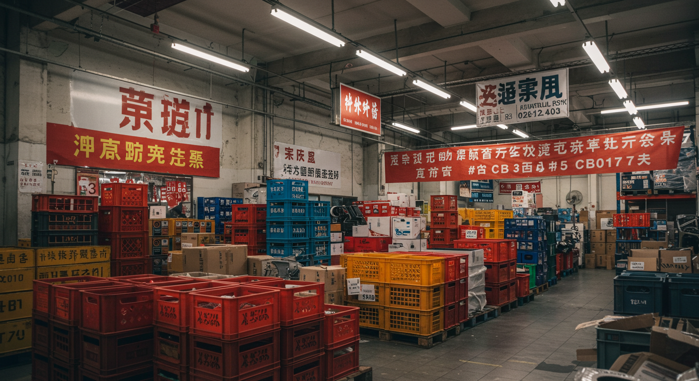 Агент проверяет упаковку автозапчастей на складе в Китае