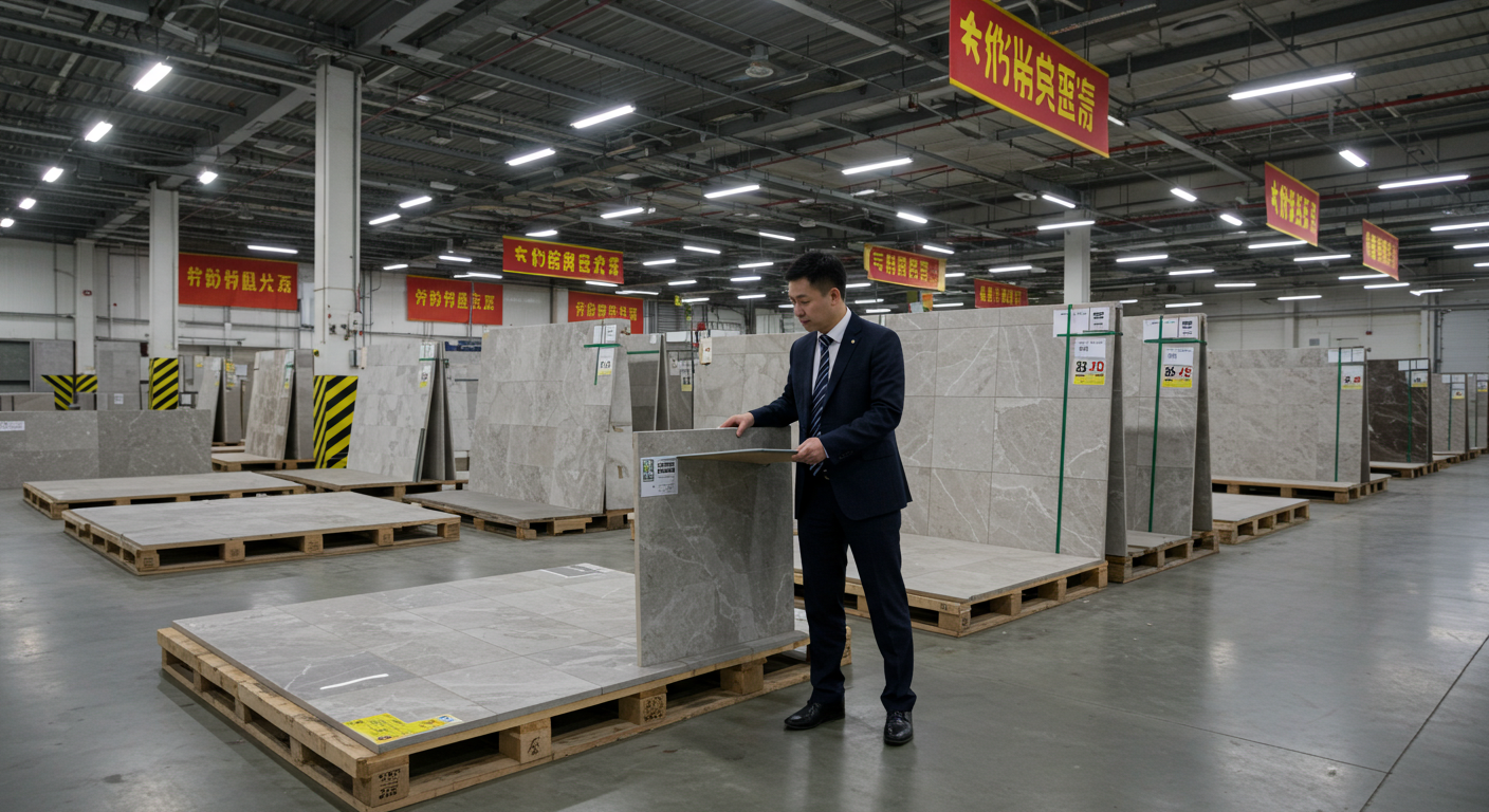 Автоматизированная линия на фабрике керамогранита в Китае