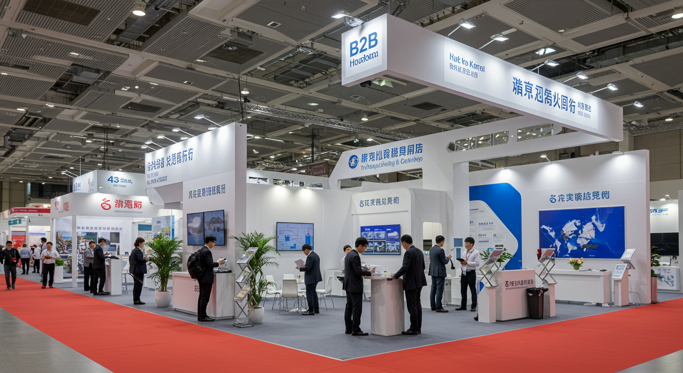 Бизнесмен использует платформу Global Sources для переговоров в современном офисе