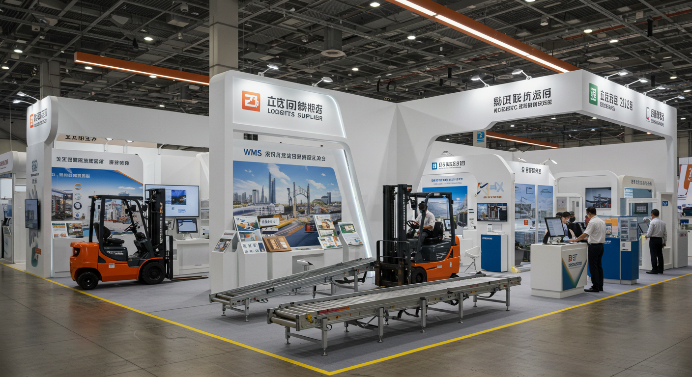 Делегация на выставке логистики в Гуанчжоу с интерпретатором и высокотехнологичным оборудованием