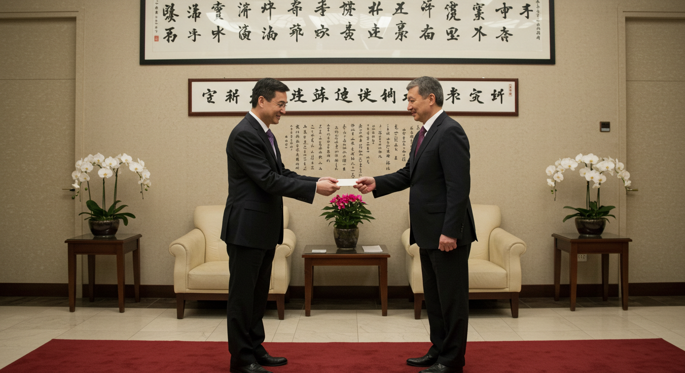 Деловая встреча в Шанхае, обмен визитками с соблюдением китайского этикета.