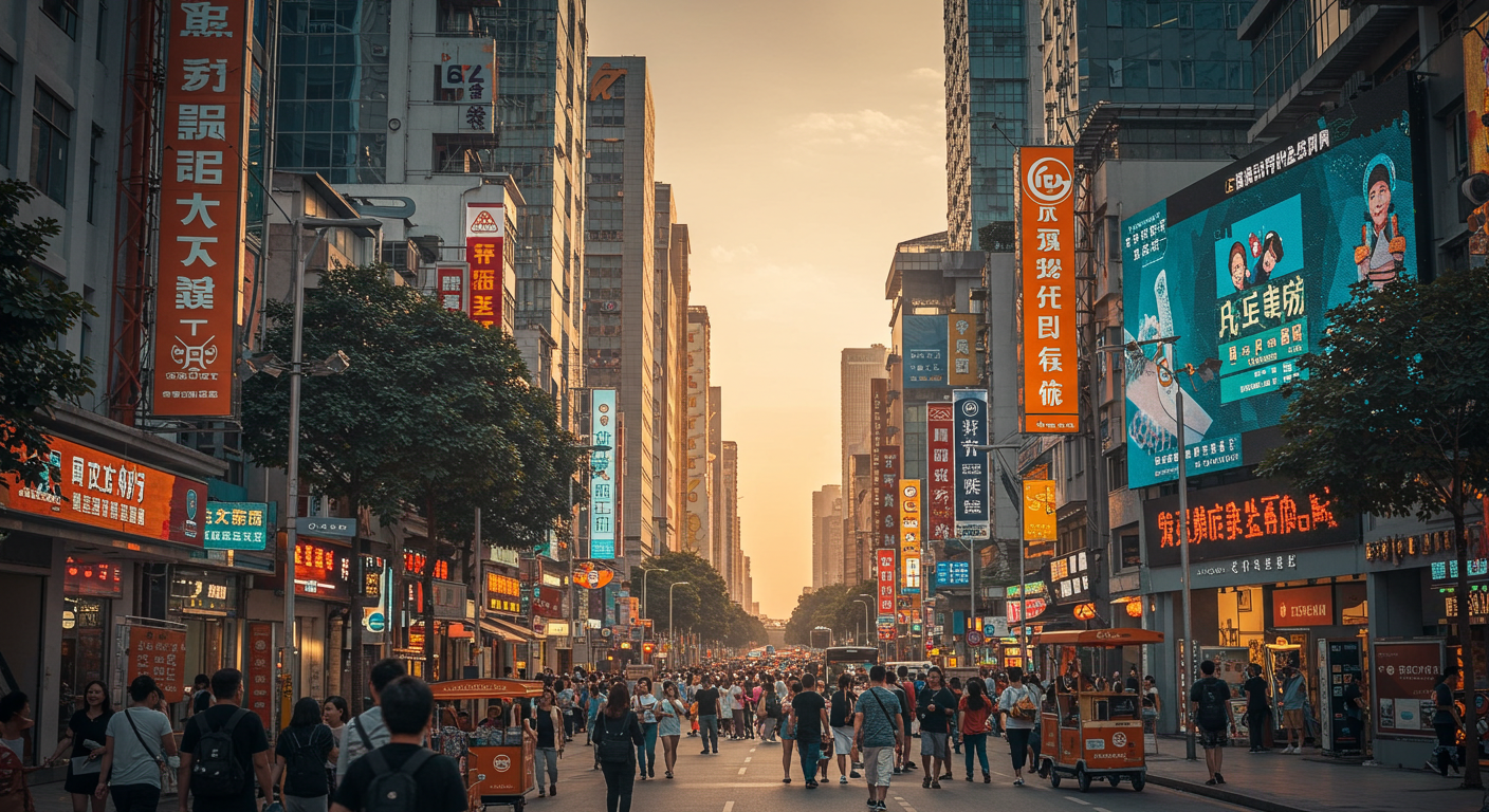 Доставка электроники из Шэньчжэня, погрузка контейнеров на причале с городской панорамой.