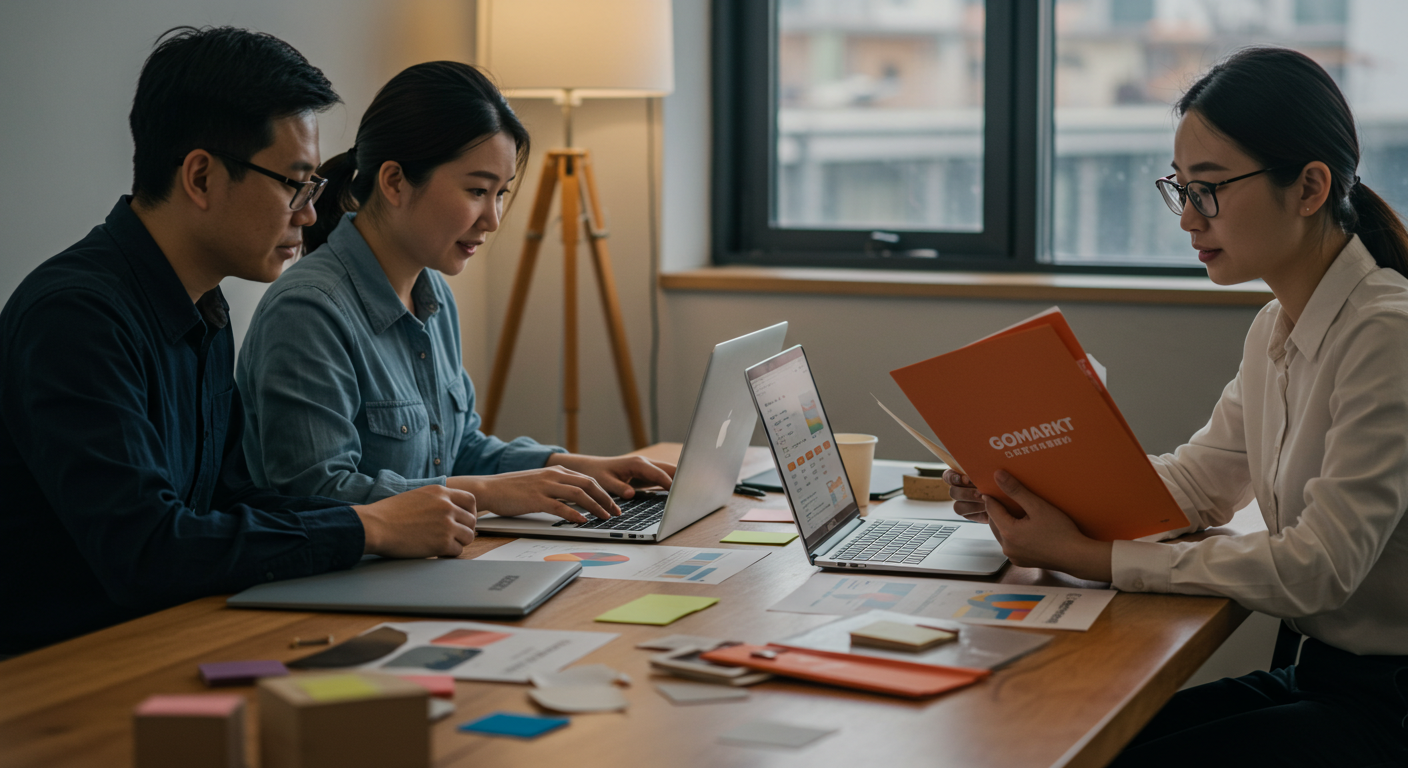 Электронный рынок в Китае с вывесками Pinduoduo и покупателями