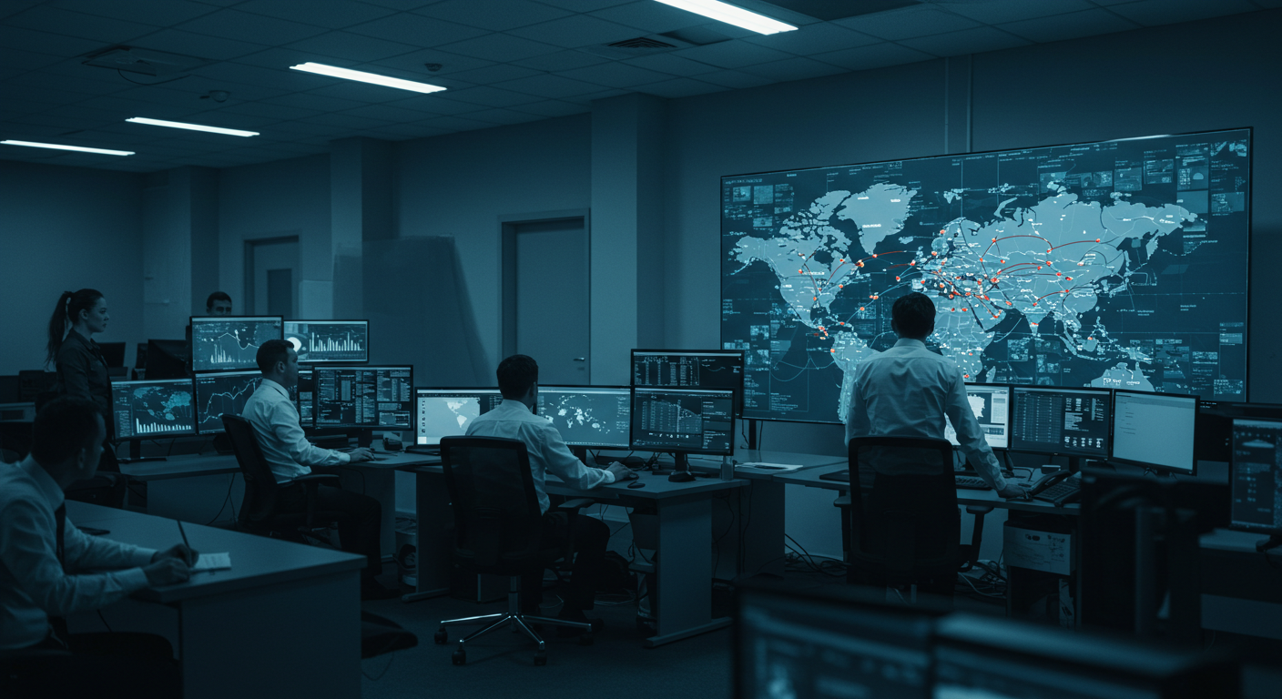 Финансовый специалист проверяет международную транзакцию в высокотехнологичном банке в Китае.