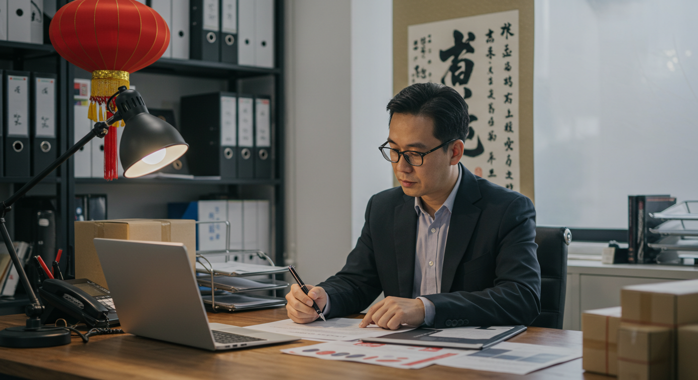 Формальное приветствие между российскими и китайскими партнёрами в элегантном лобби.