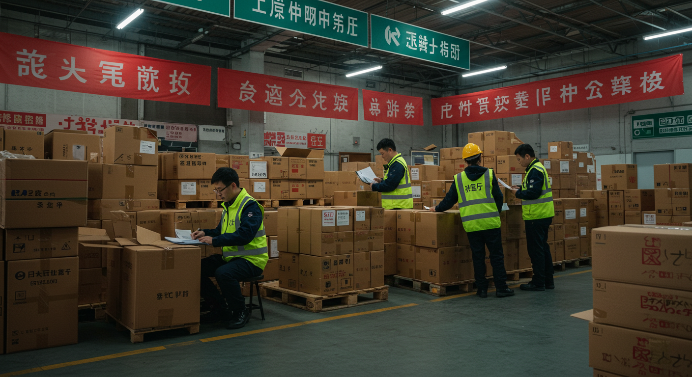 Глобальная логистика с картой и складом в Китае, экспортные документы на столе