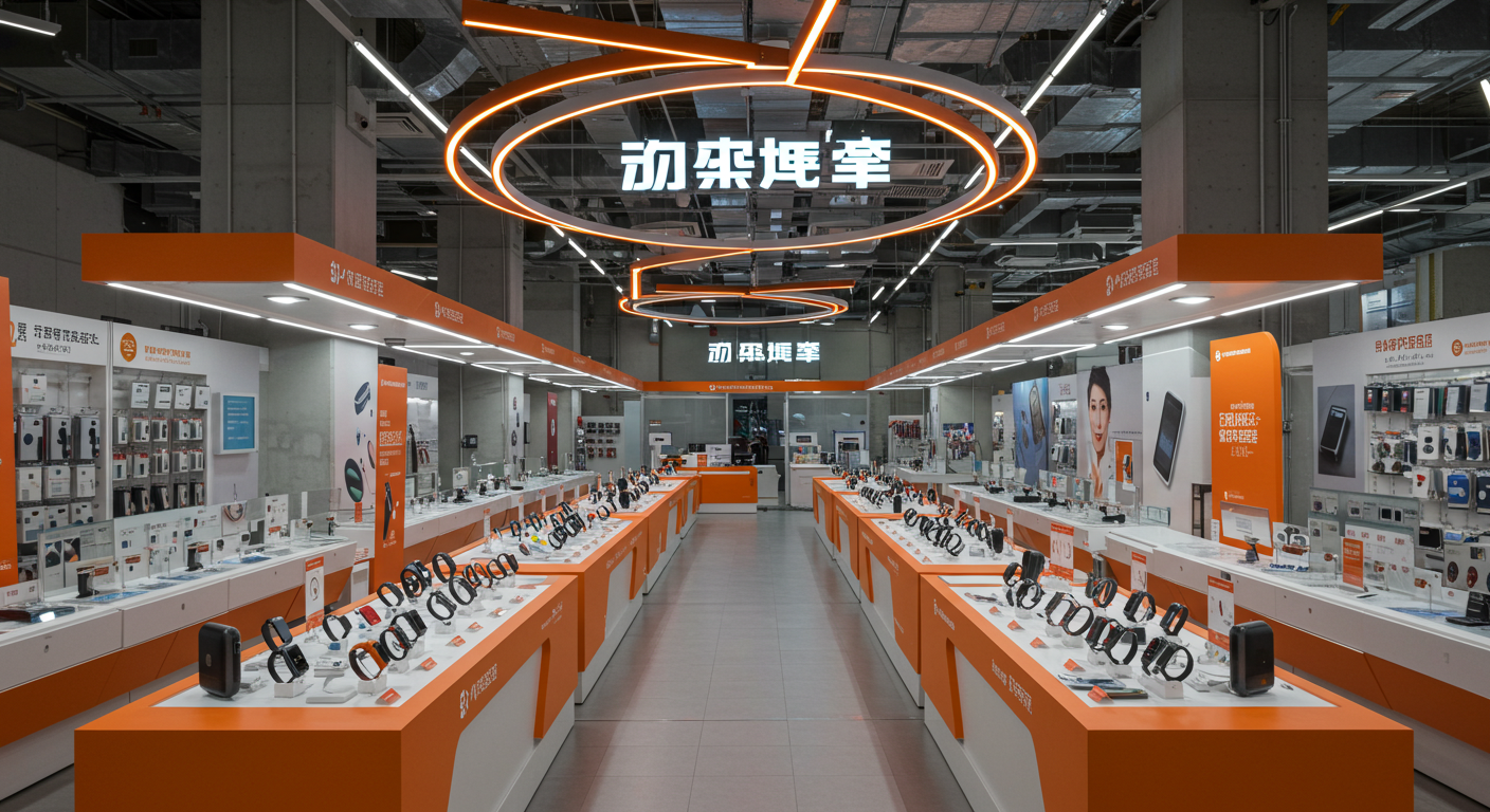 Городской пейзаж Шэньчжэня с магазинами и трендовыми гаджетами