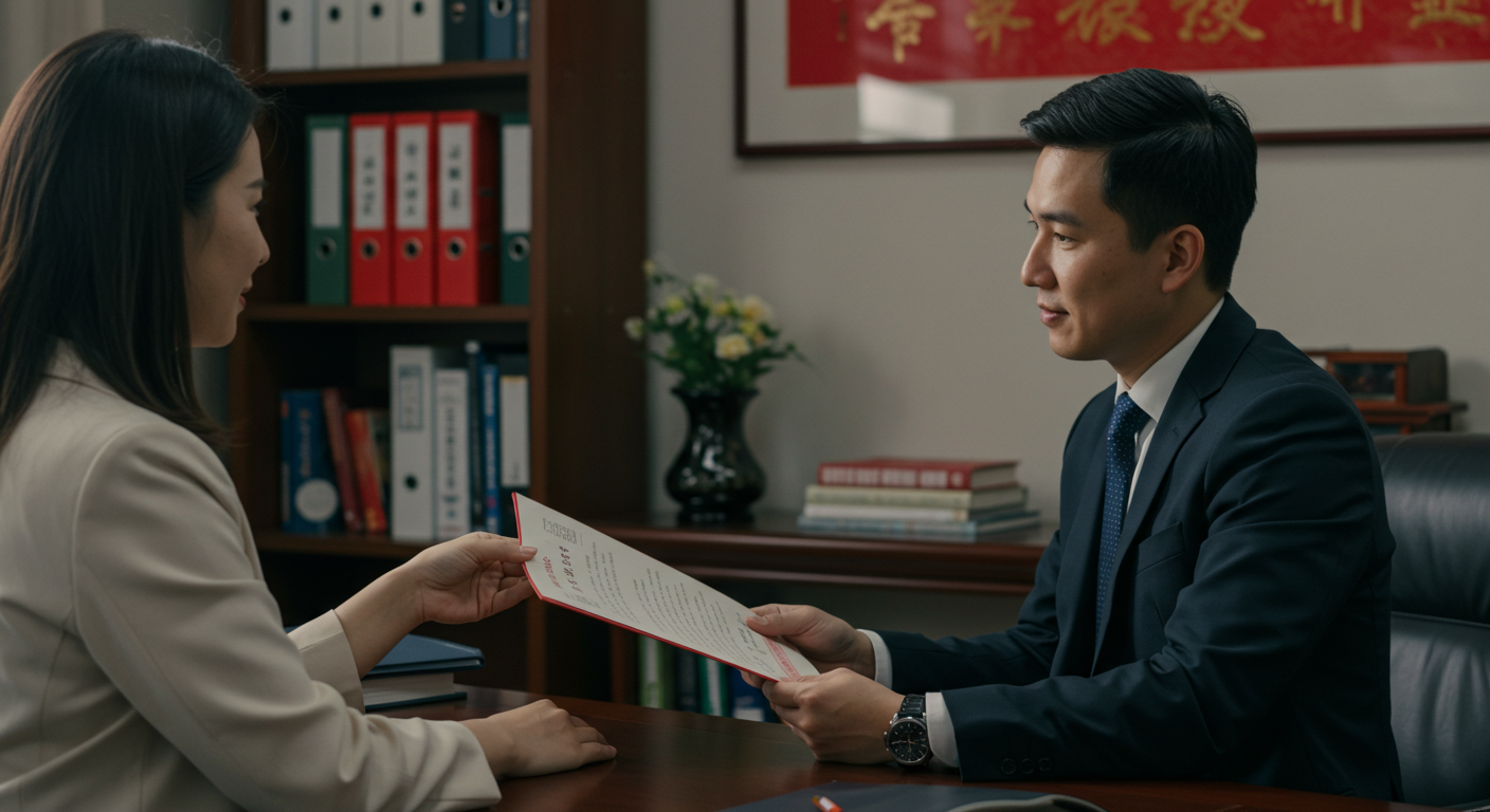 Грузовик с контейнером разгружает товары рядом с офисом в Китае