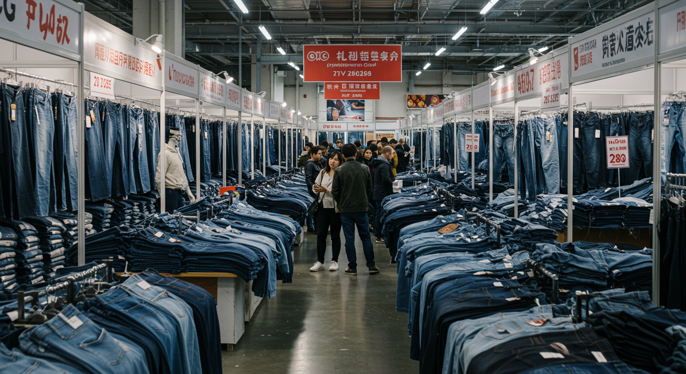 Грузовик TYAK разгружает джинсы в современном складе в Москве