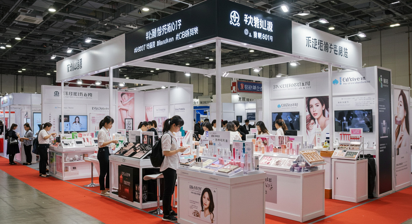 Интерьер фабрики косметики в Китае, работники проверяют упаковку уходовой косметики