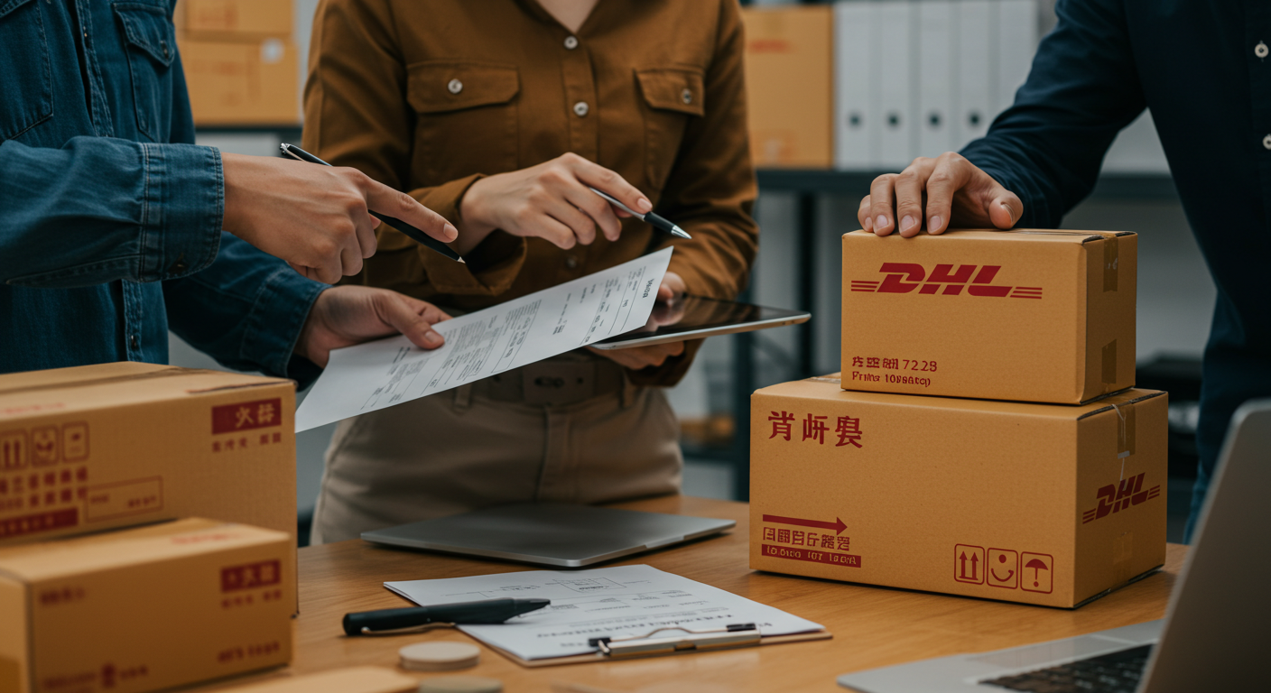 Качество контроля на складе, специалист проверяет образец товара на столе