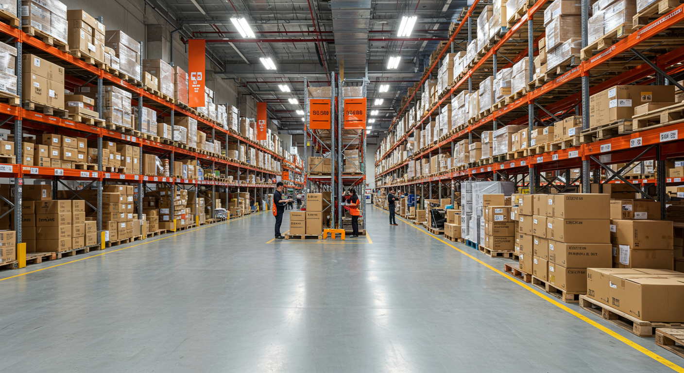 Китайский поставщик показывает товары российским покупателям на стенде ярмарки