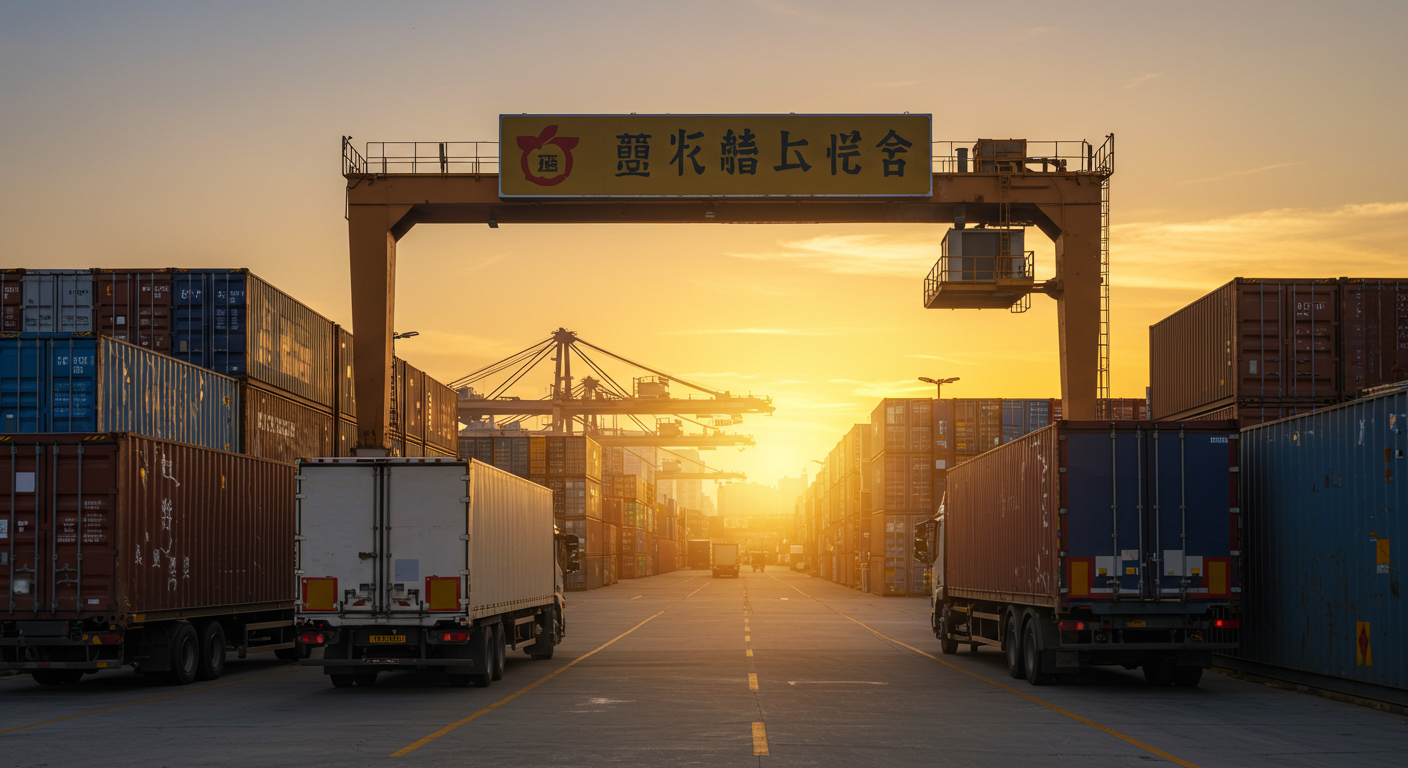 Китайский склад с упаковками и погрузчиками для доставки в Россию