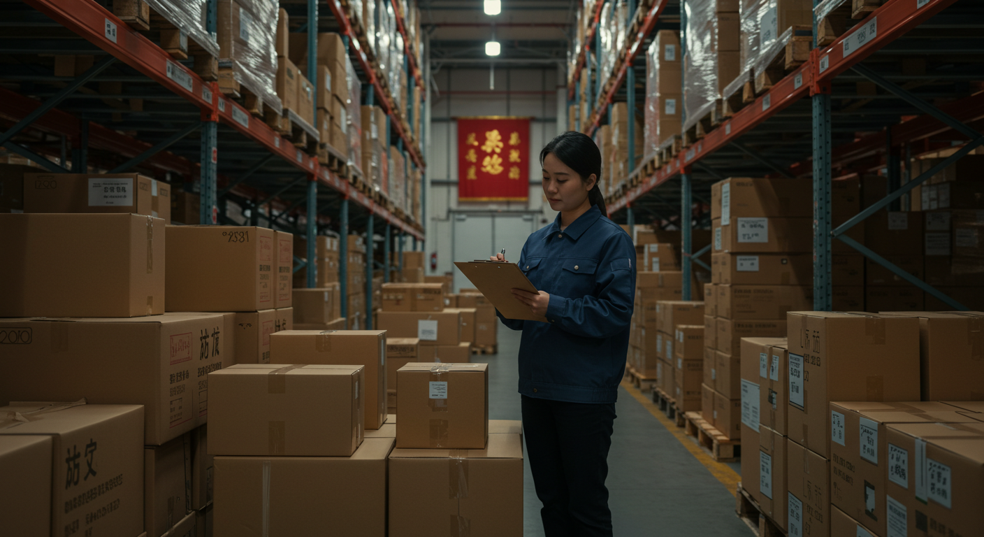 Коммерческая зона в Китае с грузовиками и контейнерами для экспорта