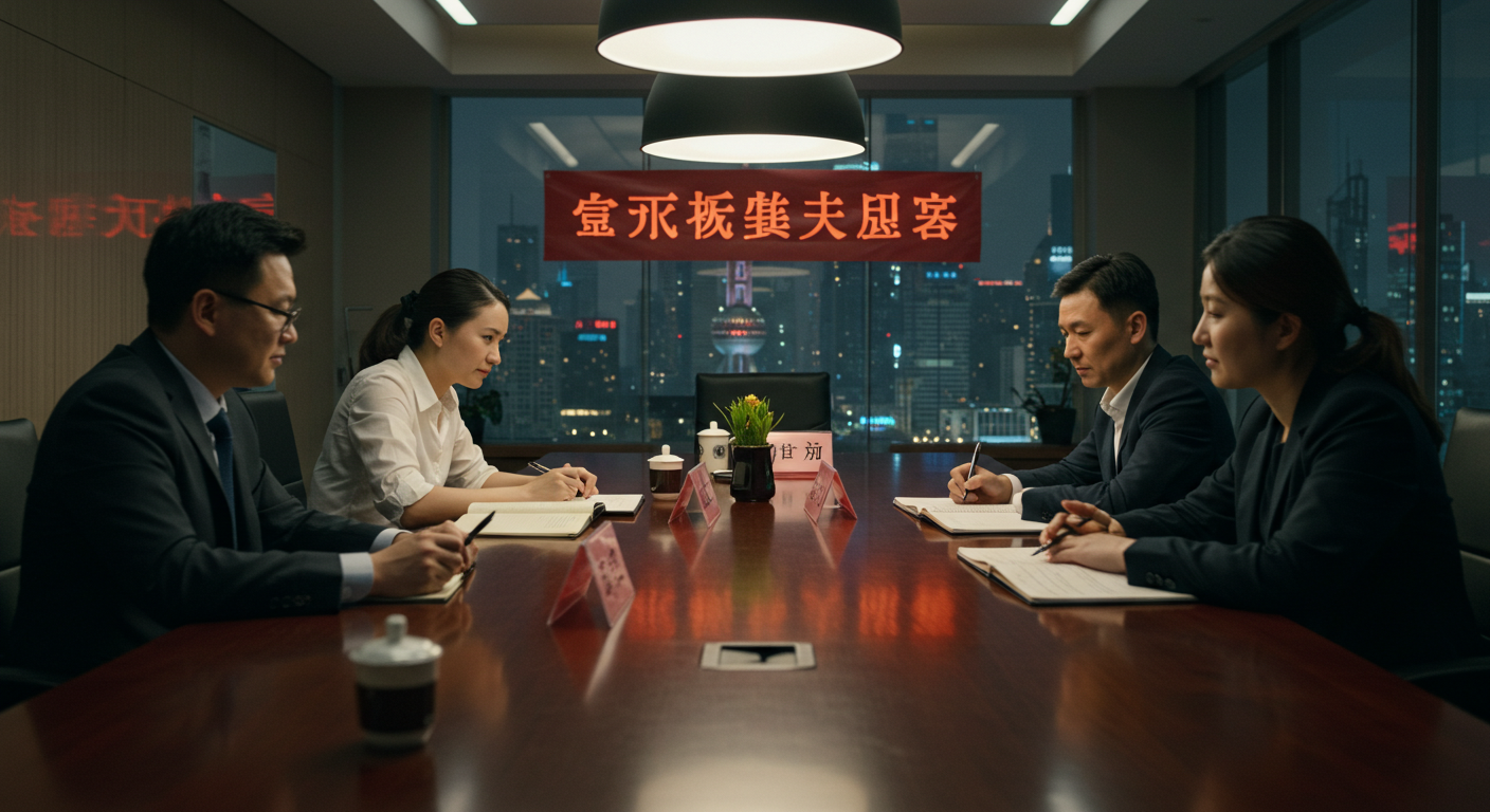 Коммерческий район Китая с грузовиками и деловыми переговорами на улице