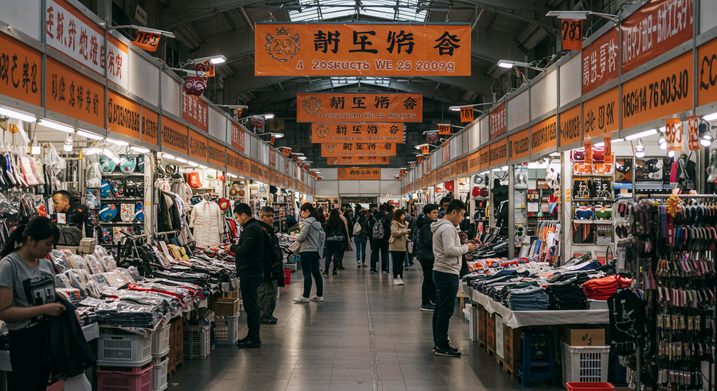 Контейнерный двор с грузовиками, таможенный контроль, логотип GOMARKT в Москве
