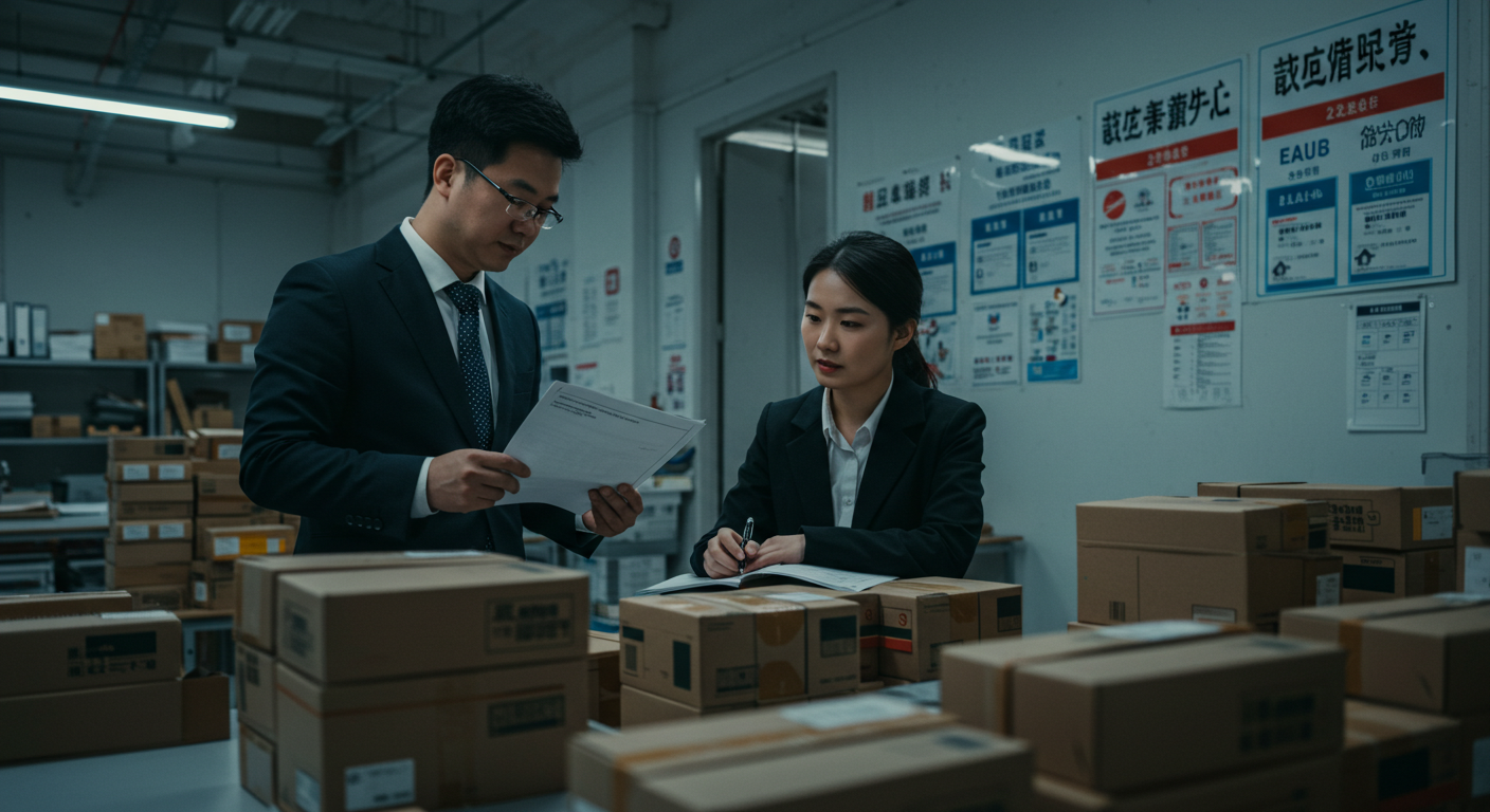 Контейнеровоз в китайском порту загружает товары для экспорта и сертификации