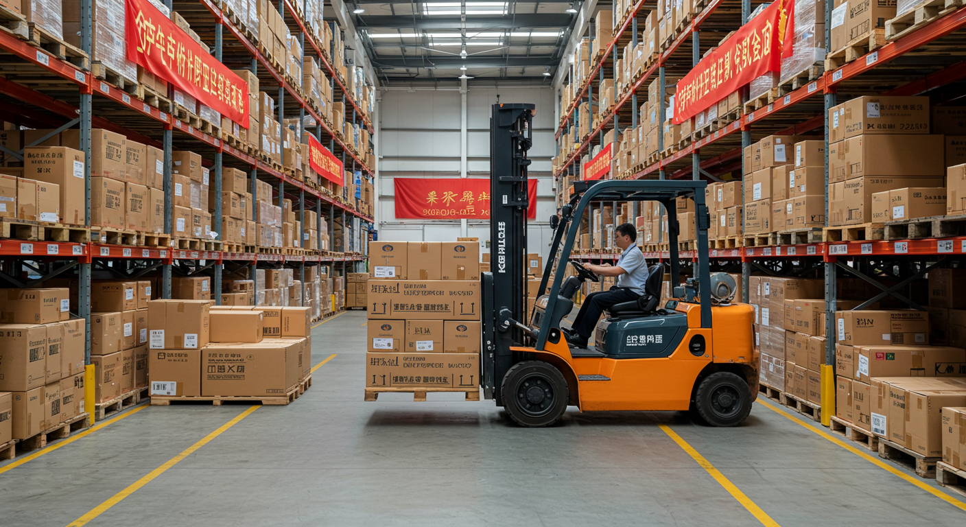 Контейнеры с брендами Alibaba и Joom на китайском порту, грузовые краны загружают товары