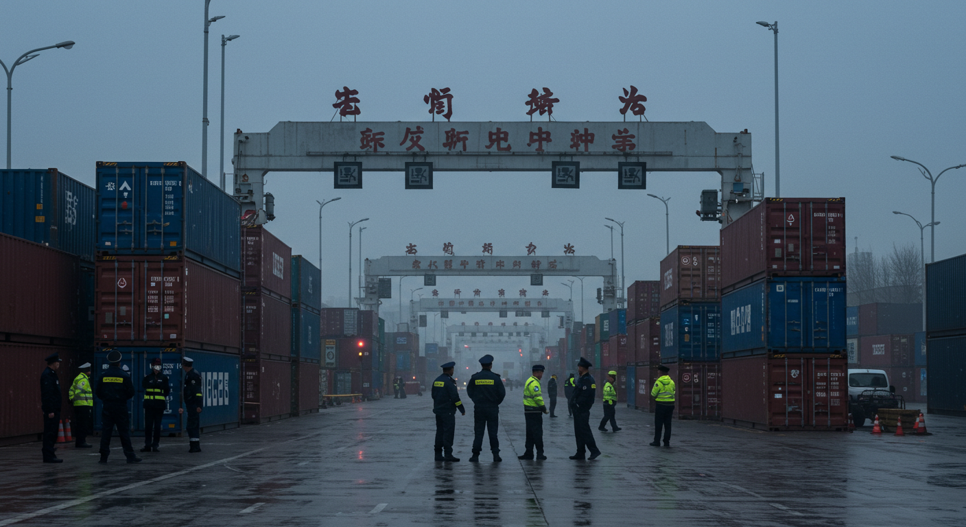 Кризис международной логистики, контейнеры застряли на таможне, грозовые облака над портом