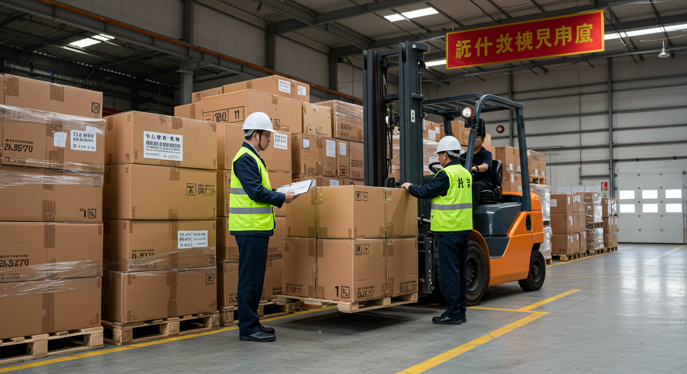 Логист-эксперт на рабочем месте с таможенными формами и цифровыми подписями