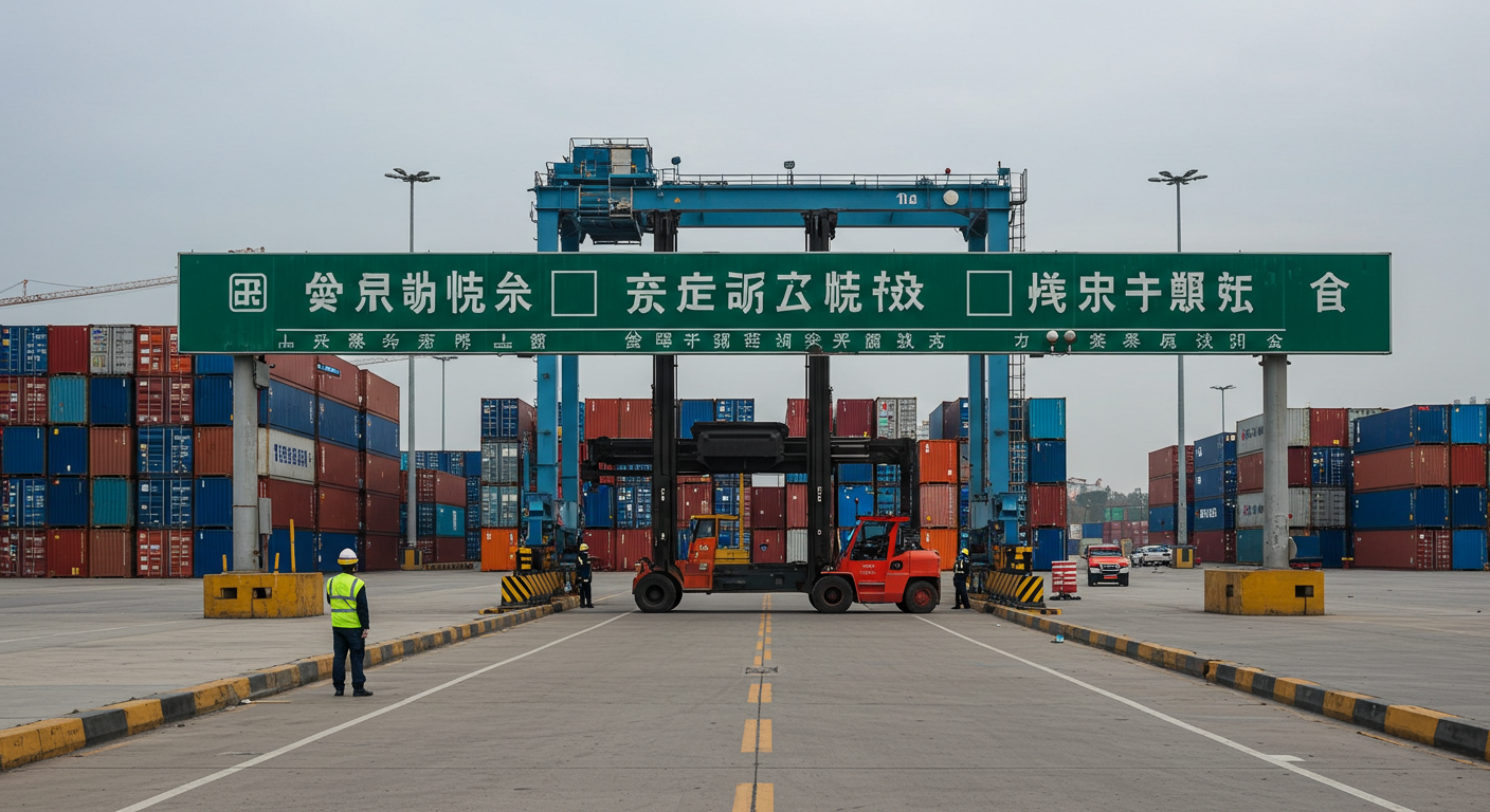 Логистическая команда проверяет упаковки в чистом китайском складе с организованным инвентарем