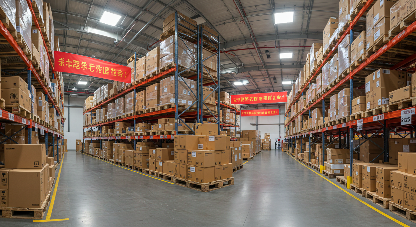 Логистический хаб в Китае с контейнерами и рабочими по координации грузов