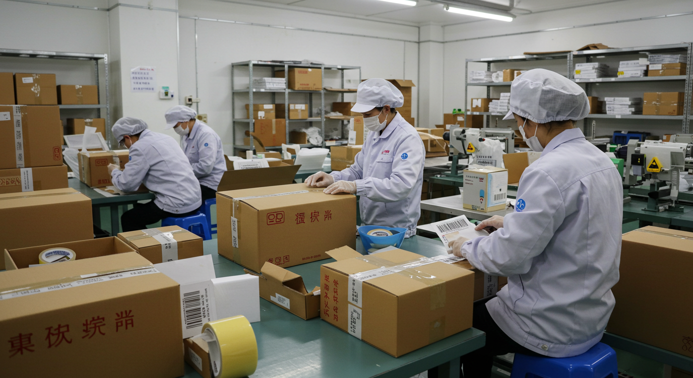 Логистический хаб в Китае с грузовиками и контейнерами для России.