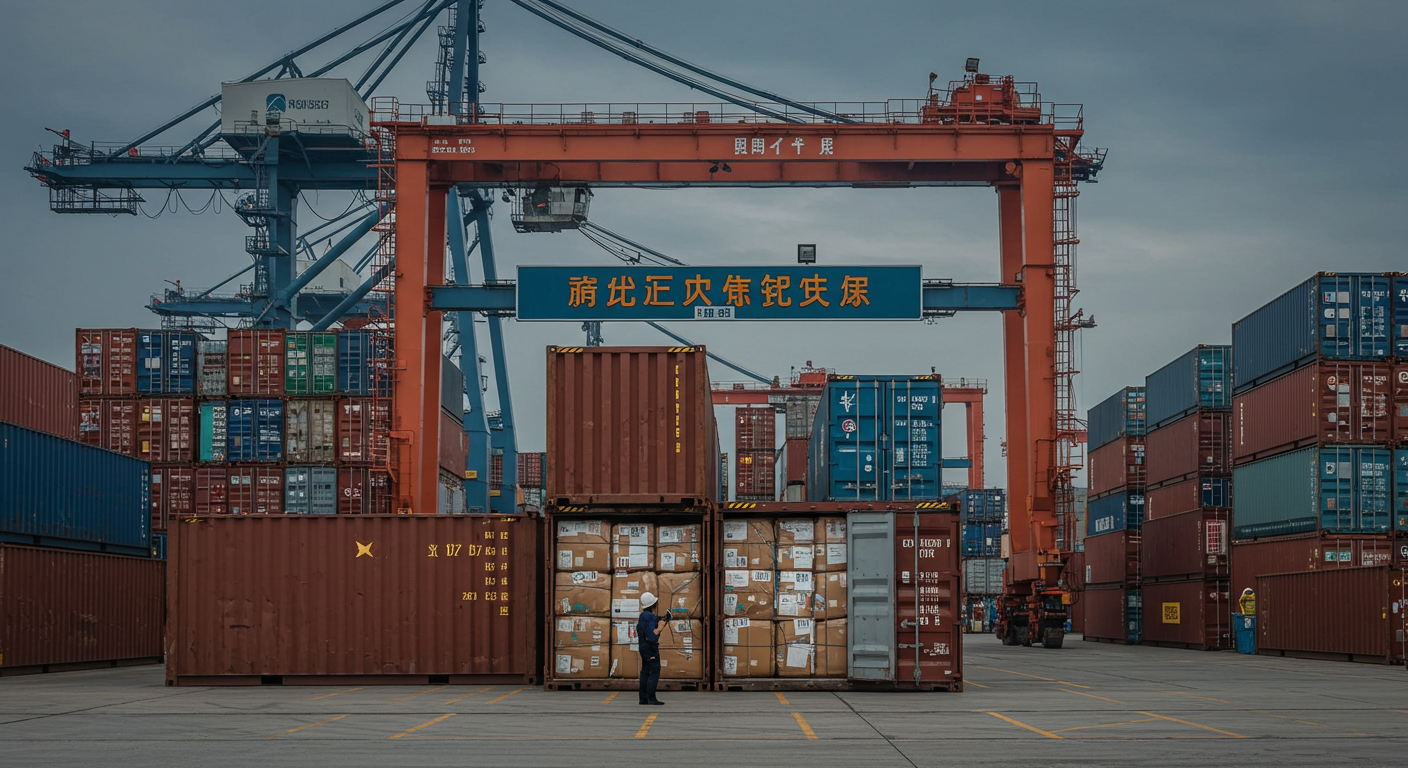 Логистический менеджер контролирует погрузку груза на грузовик в Китае