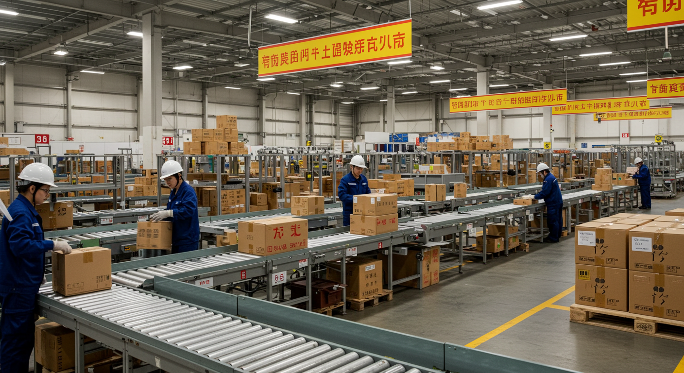 Логистический поток Китай-Россия с грузовым судном, поездом и грузовиком в движении