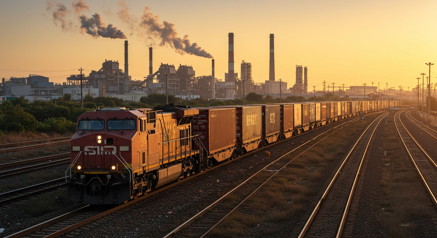 Логистический склад в Китае, паллеты с коробками подшипников и погрузчик.