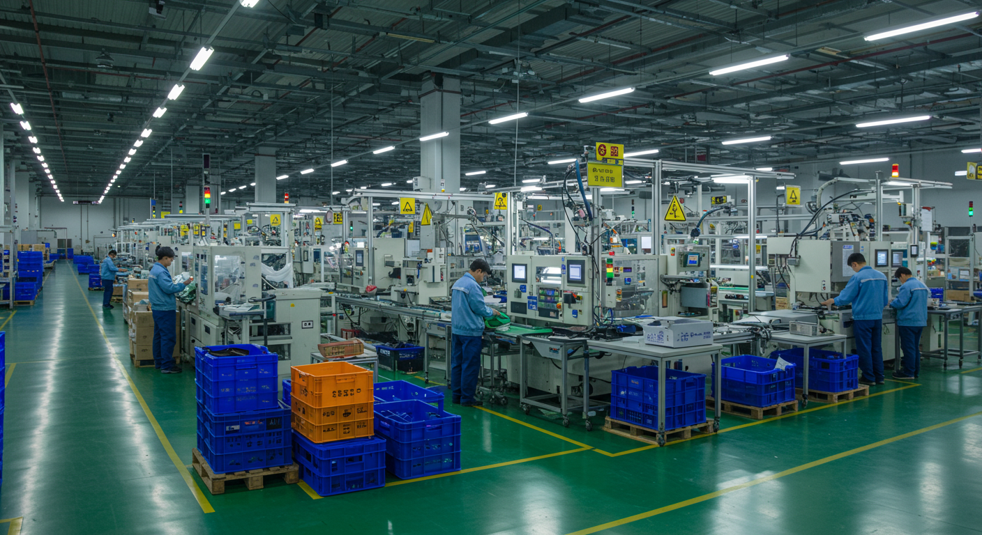 Логистический терминал в Шанхае с контейнерами и грузовыми поездами.