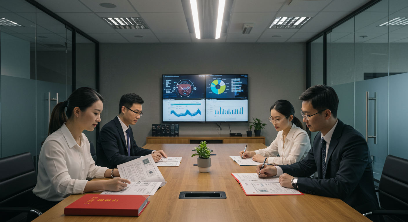 Логистический центр в Китае с грузовиком, загружающим сертифицированные товары