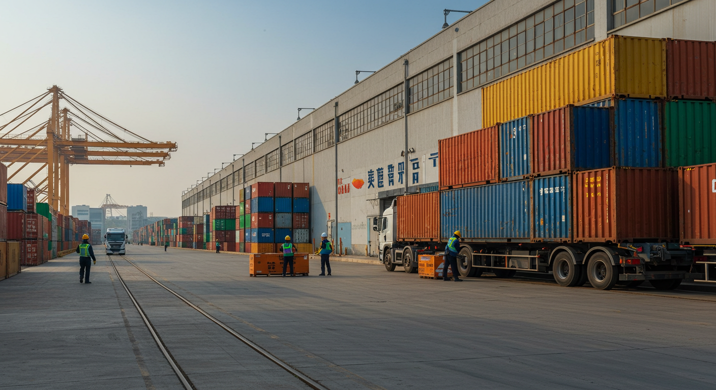 Логистический узел с грузовиками на шоссе и поездами на железной дороге, сравнение видов доставки