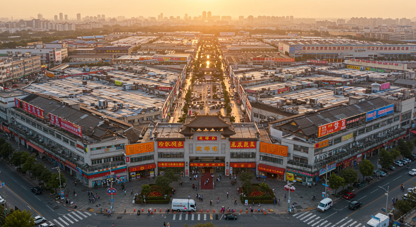 Логистика у рынка Футьен в Иу, грузовик загружает товары на складе