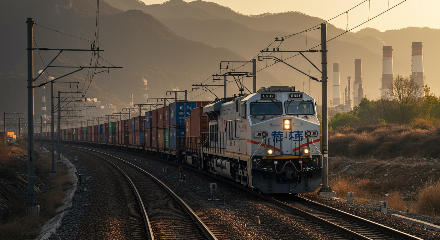 Мультимодальные перевозки: корабль, поезд и грузовик в китайском порту