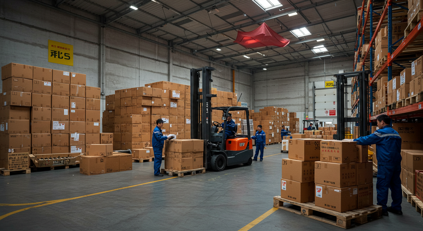 МультимодальныйCargo-хаб в Китае с грузовыми контейнерами и транспортом