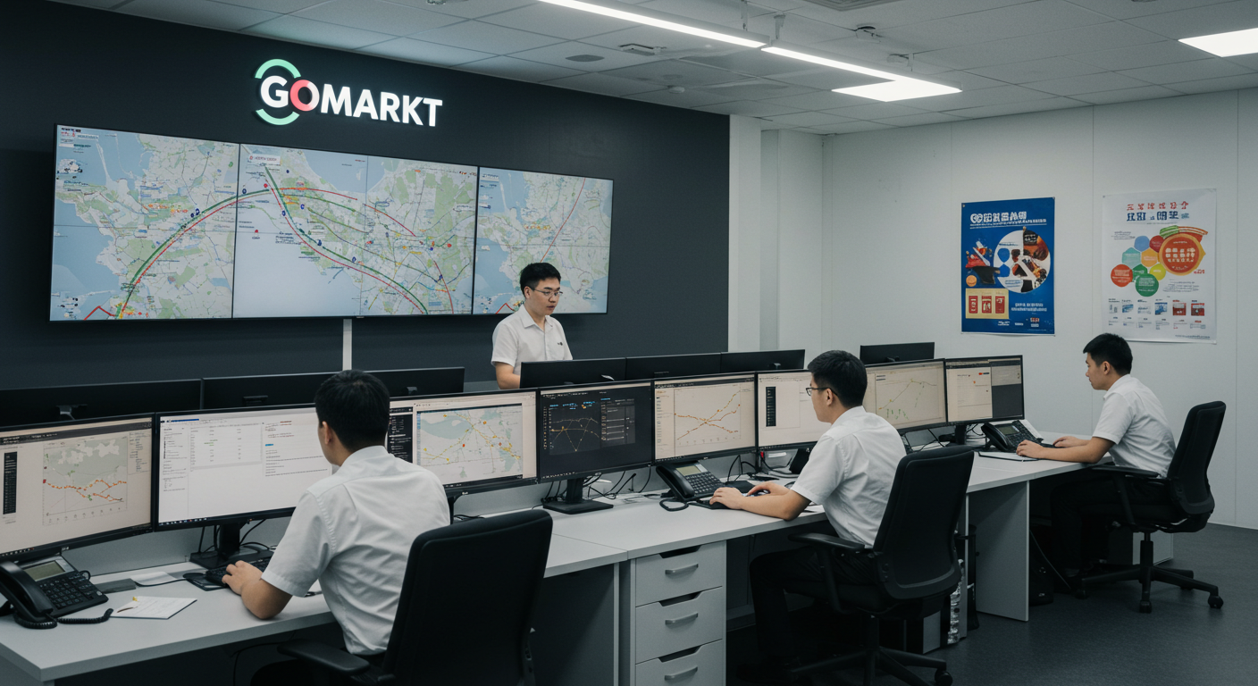 Мультимодальный грузовой хаб в Китае с контейнерами и грузовиками