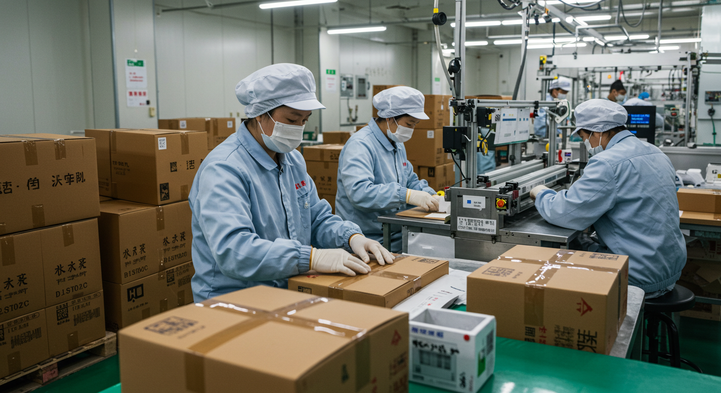 Офис B2B торговли в Китае, агенты обсуждают закупки с каталогами