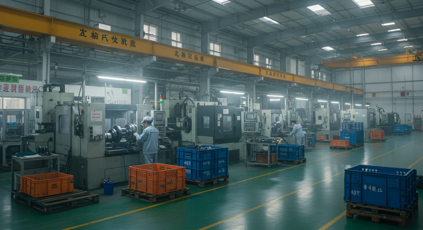 Офис экспортной компании в Китае, специалисты проверяют образцы подшипников и документы.