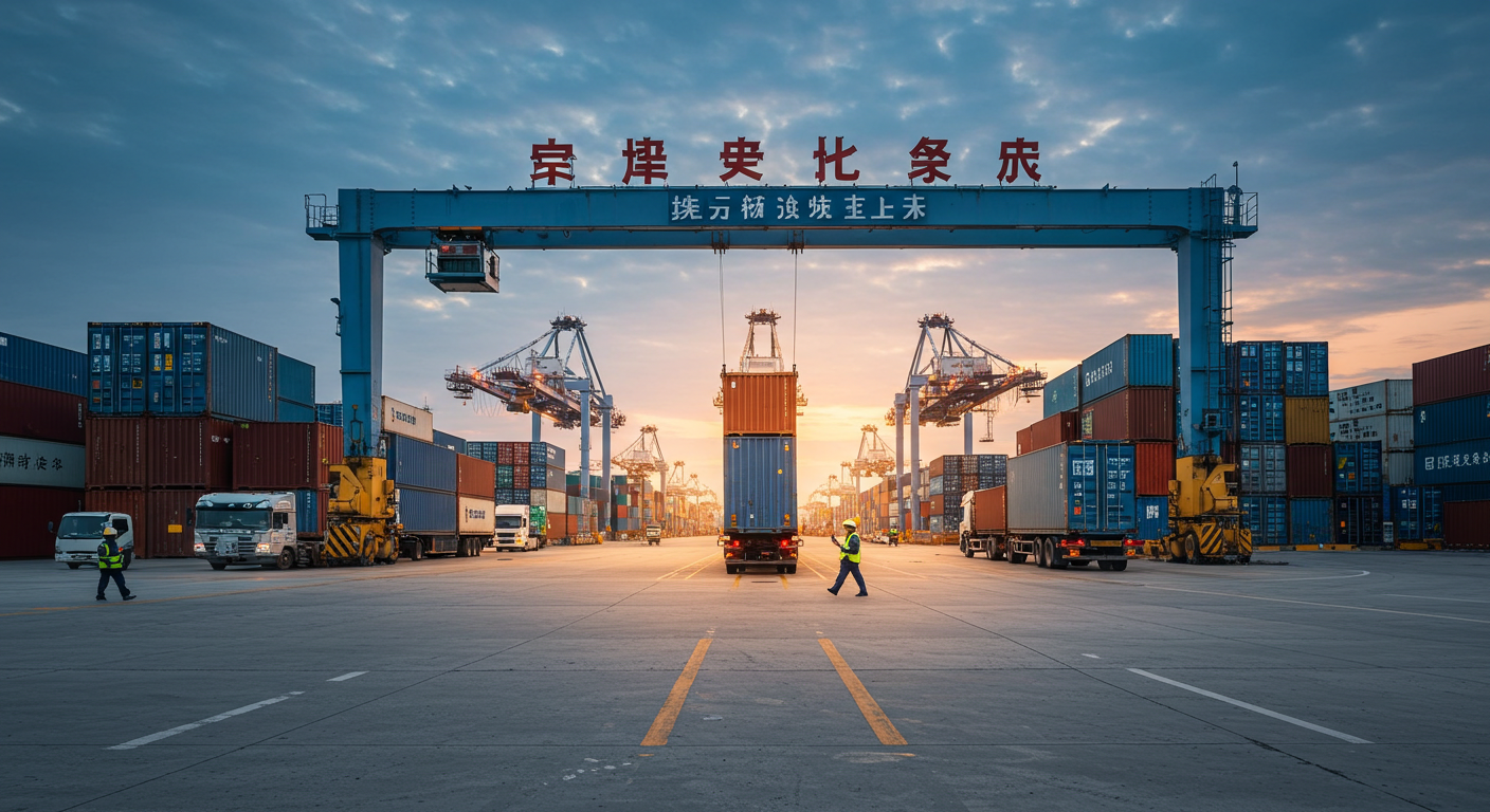 Офис в Китае с предпринимателем, подписывающим контракт и таможенные документы