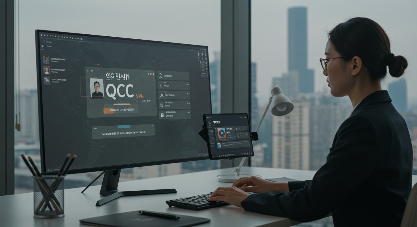 Офис в Китае с использованием QCC для анализа компаний на ноутбуках