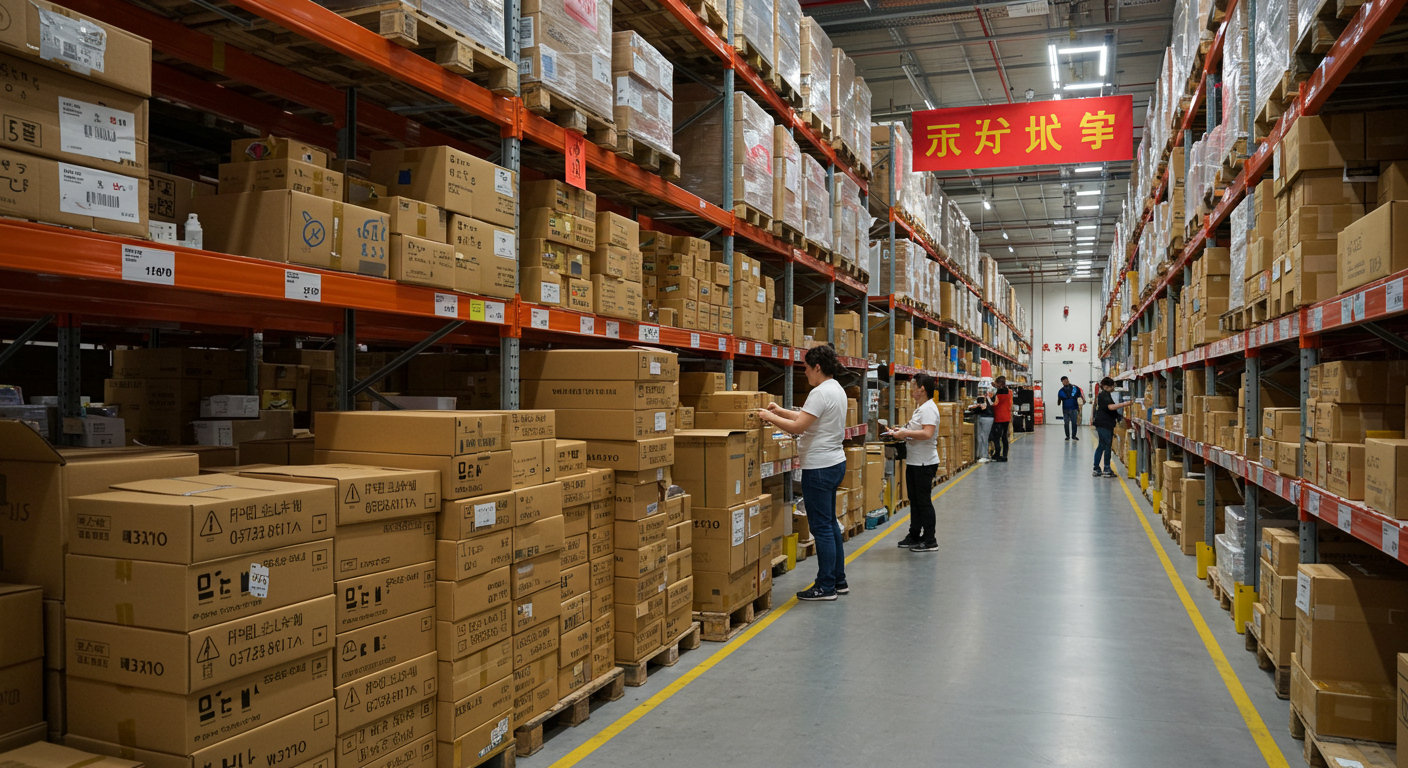 Оптовый рынок в ТК Садовод с детской одеждой и яркими вывесками