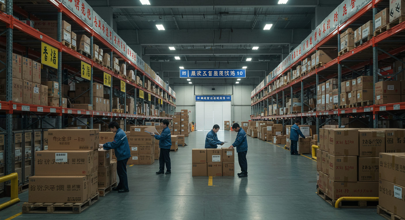 Панорамный коллаж всех этапов логистики от склада в Гуанчжоу до рынка Садовод