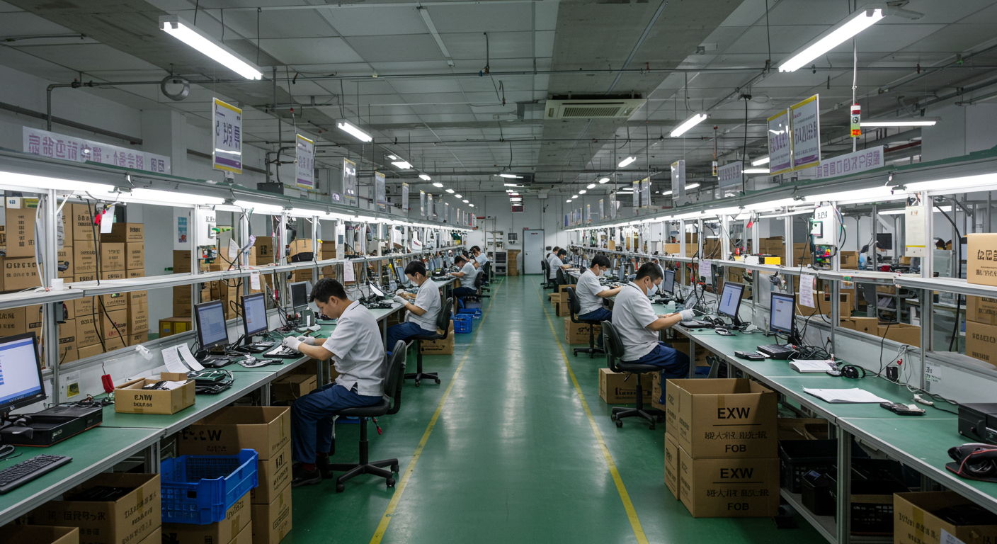 Панорамный вид на китайский рынок и порт с традиционной и современной архитектурой