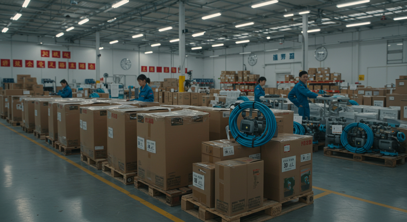 Панорамный вид тепличного хозяйства с китайскими оросительными системами и зелеными культурами