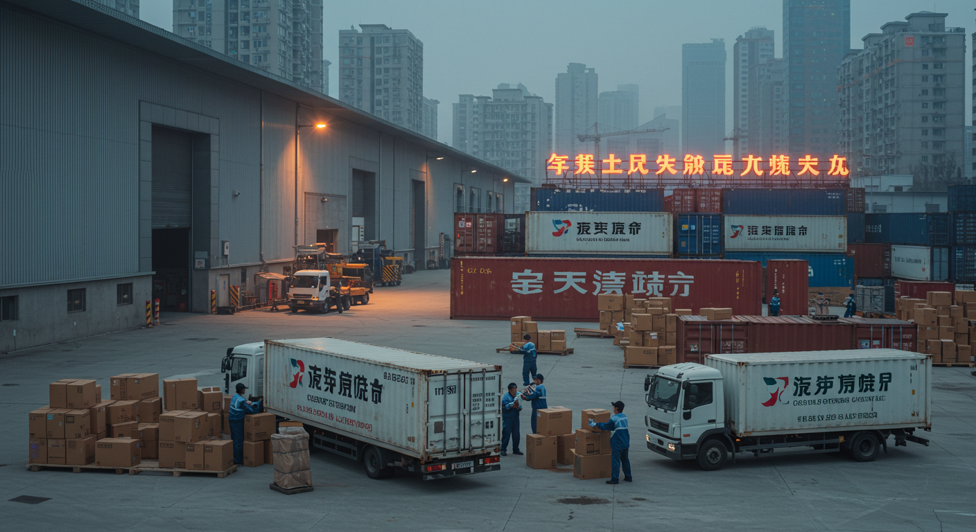 Перевозка контейнеров на грузовом корабле в портовой логистике Китая