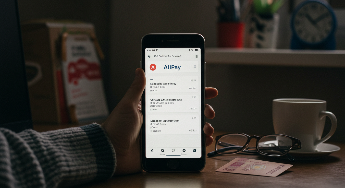 Пользователь из России регистрируется в AliPay со смартфона и паспортом